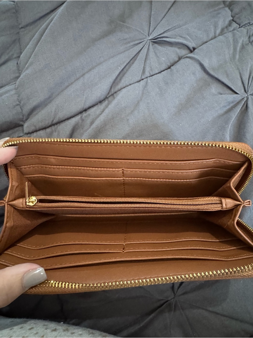 a new day Tan Zip-Around Women's Wallet with Gold Zipper